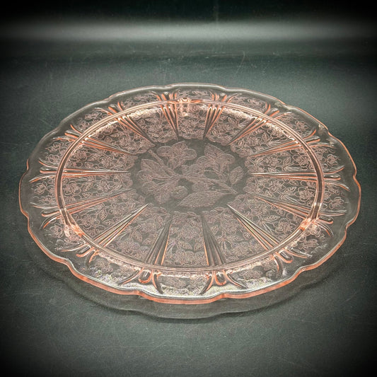 Vintage Large Depression Glass Pink Serving/Cake Dish