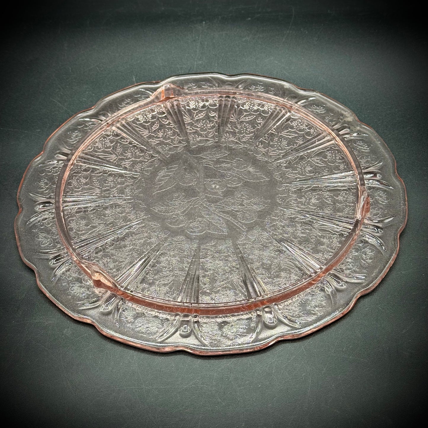 Vintage Large Depression Glass Pink Serving/Cake Dish
