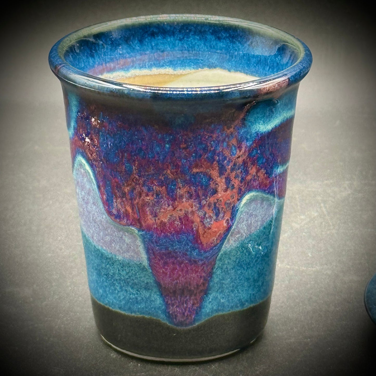 Artist Rick Petteford Signed Drip Glaze Pottery Cup & Toothbrush Holder