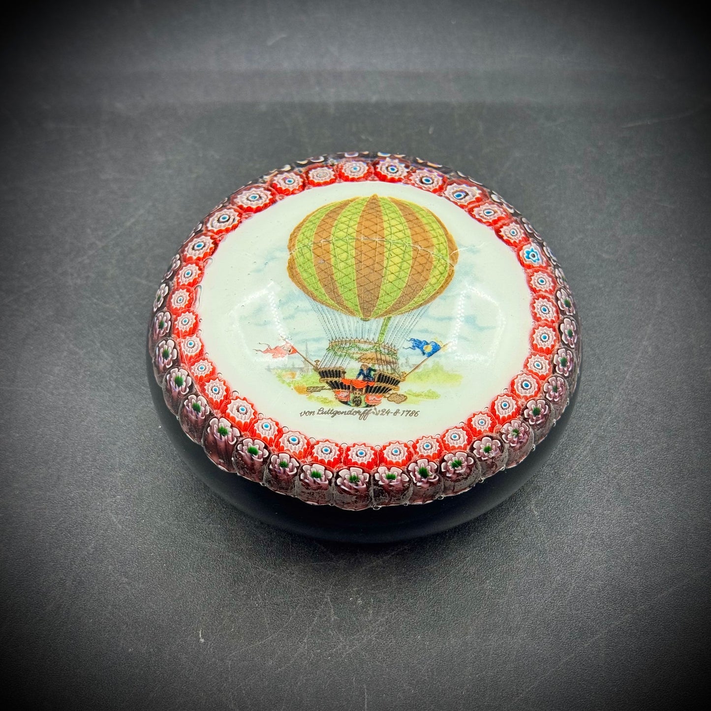 Vintage Murano Glass Millefiori Von Luttgendorff Hot Air Balloon Paperweight