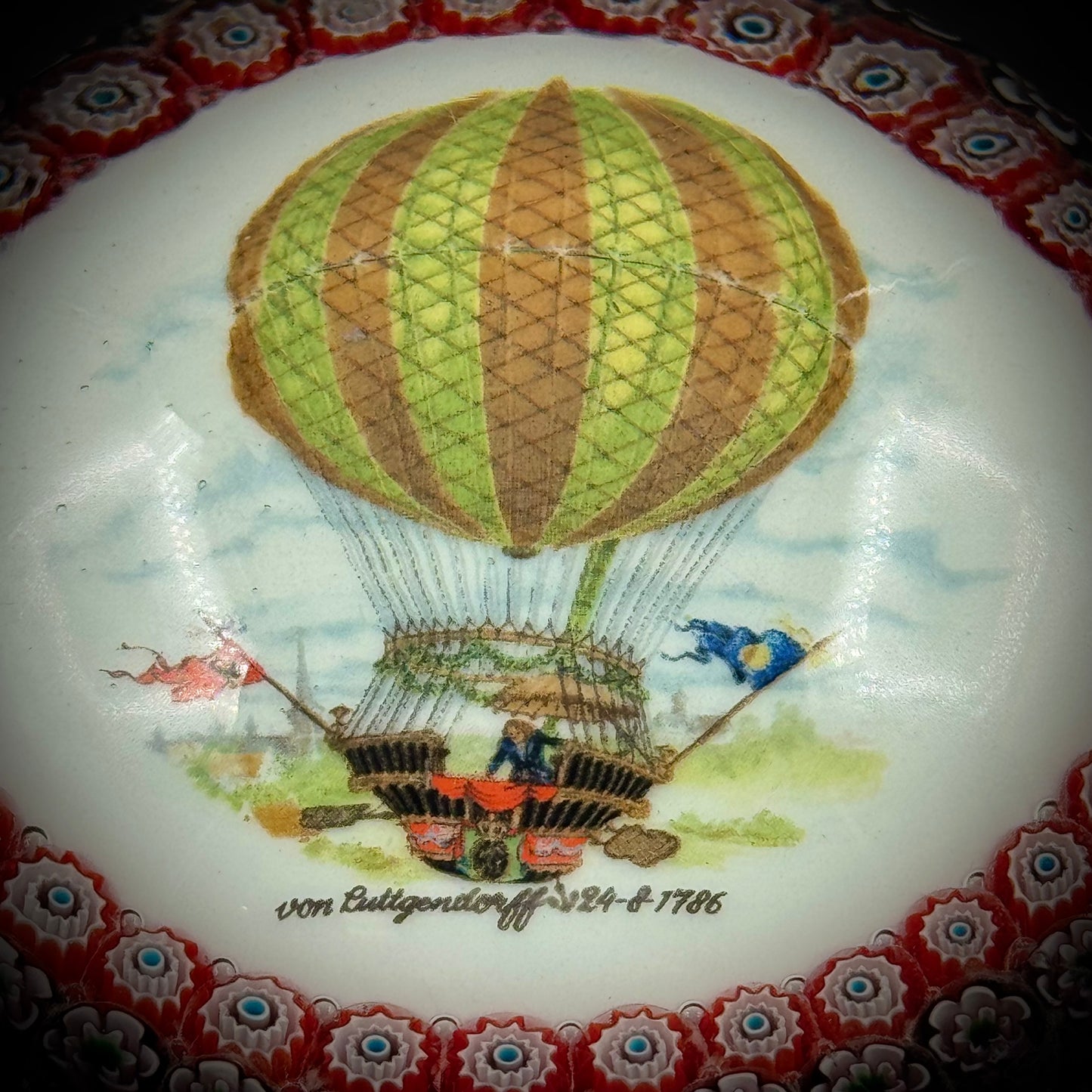 Vintage Murano Glass Millefiori Von Luttgendorff Hot Air Balloon Paperweight