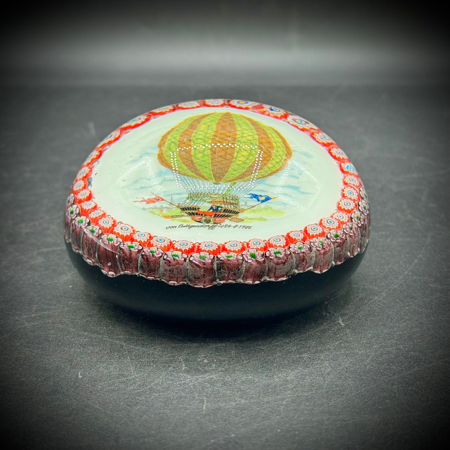 Vintage Murano Glass Millefiori Von Luttgendorff Hot Air Balloon Paperweight