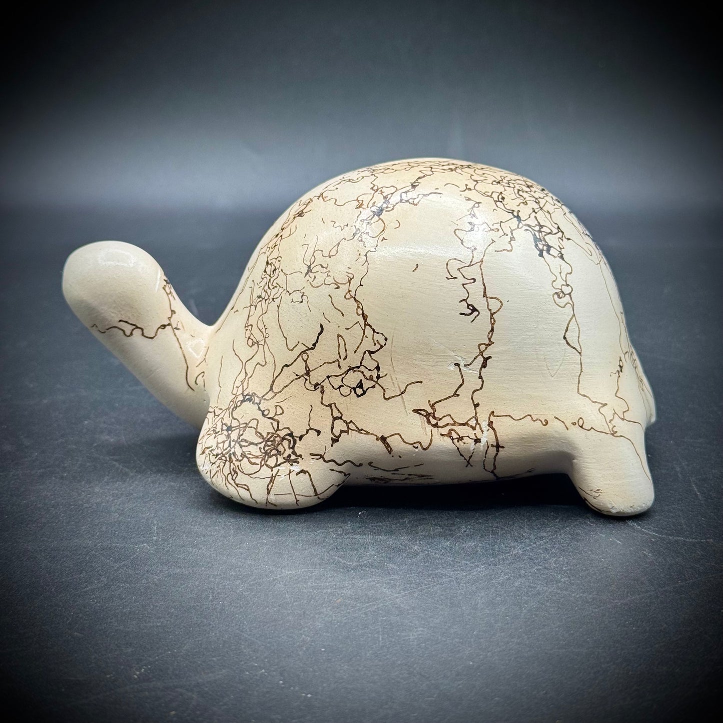 Navajo Artist Loveitha Vail Signed Horse Hair Pottery Turtle