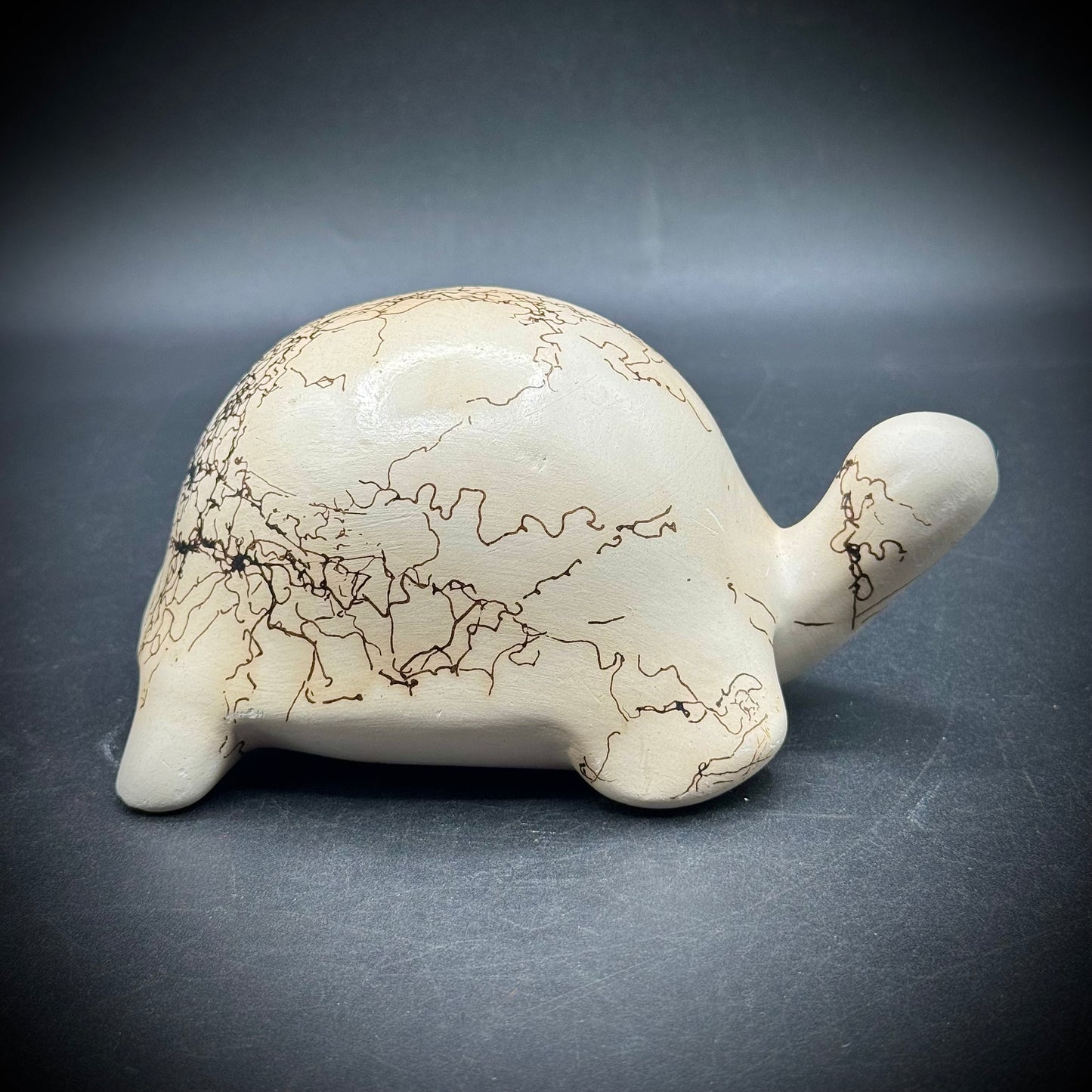 Navajo Artist Loveitha Vail Signed Horse Hair Pottery Turtle