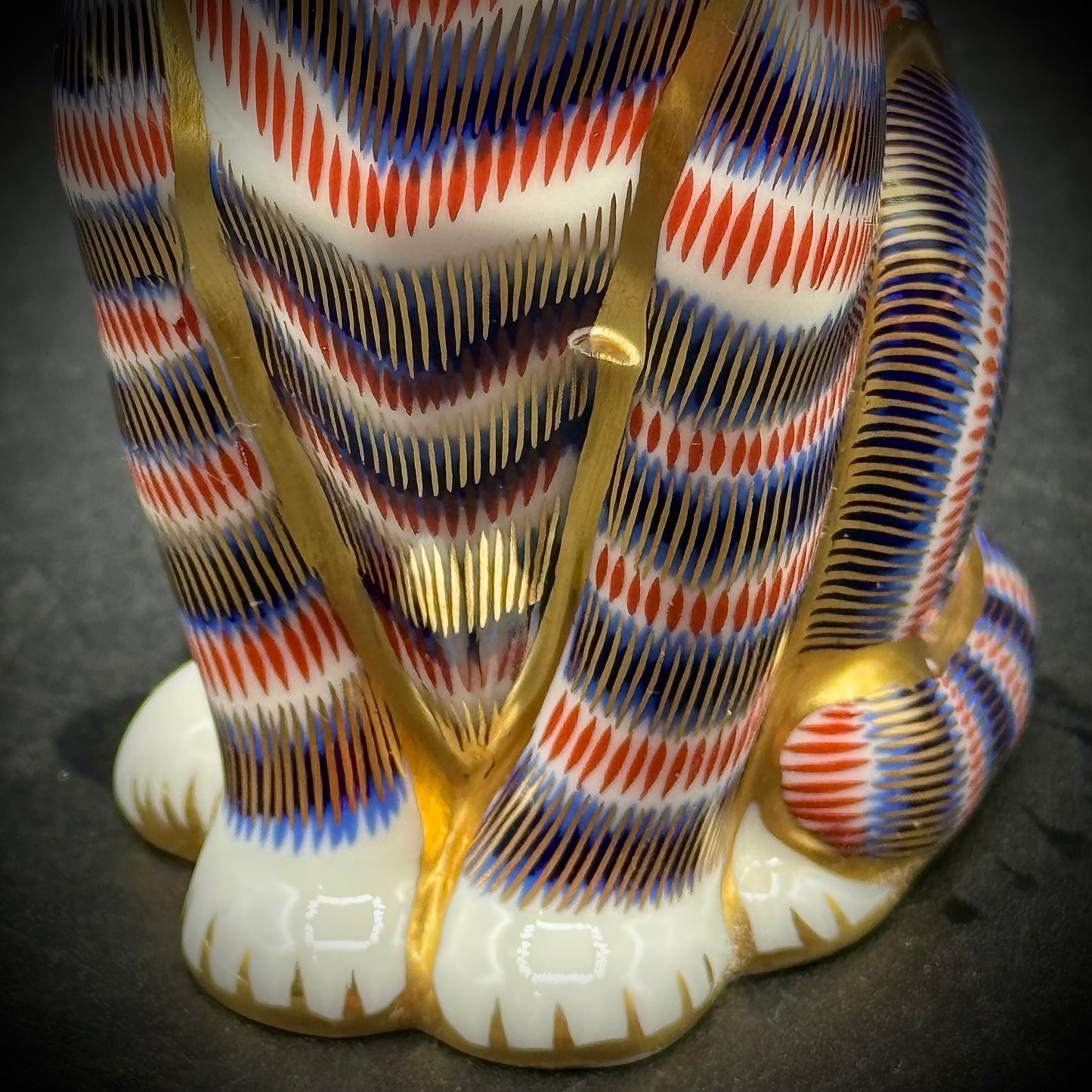 For Cara: Incredible Vintage Royal Crown Derby Imari Striped Cat Sculpture