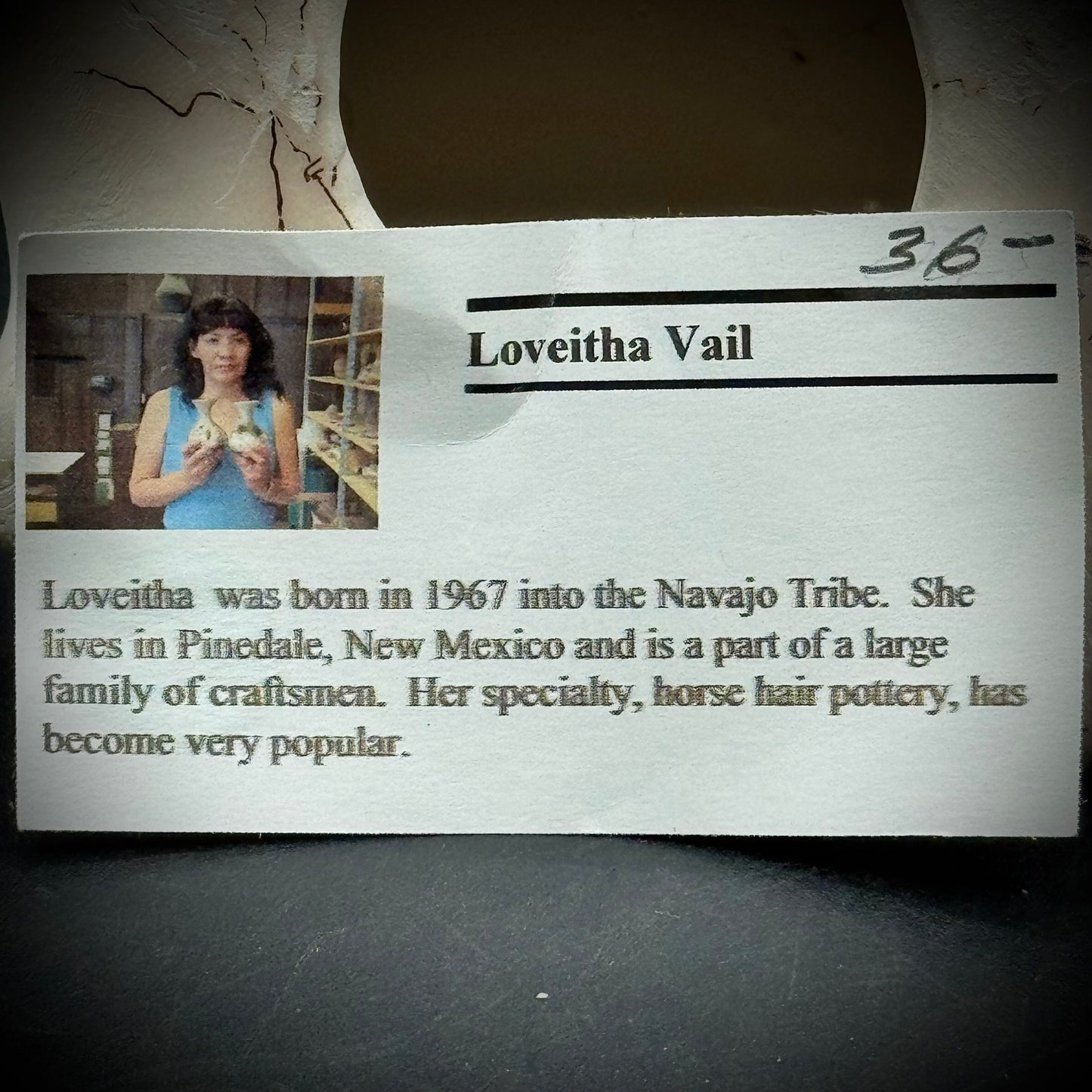 Navajo Artist Loveitha Vail Signed Horse Hair Pottery Turtle