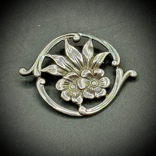 925 Sterling Silver Flower Spring Motif Brooch