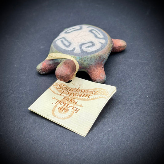 Artist Jeremy Diller Signed Raku Pottery Turtle