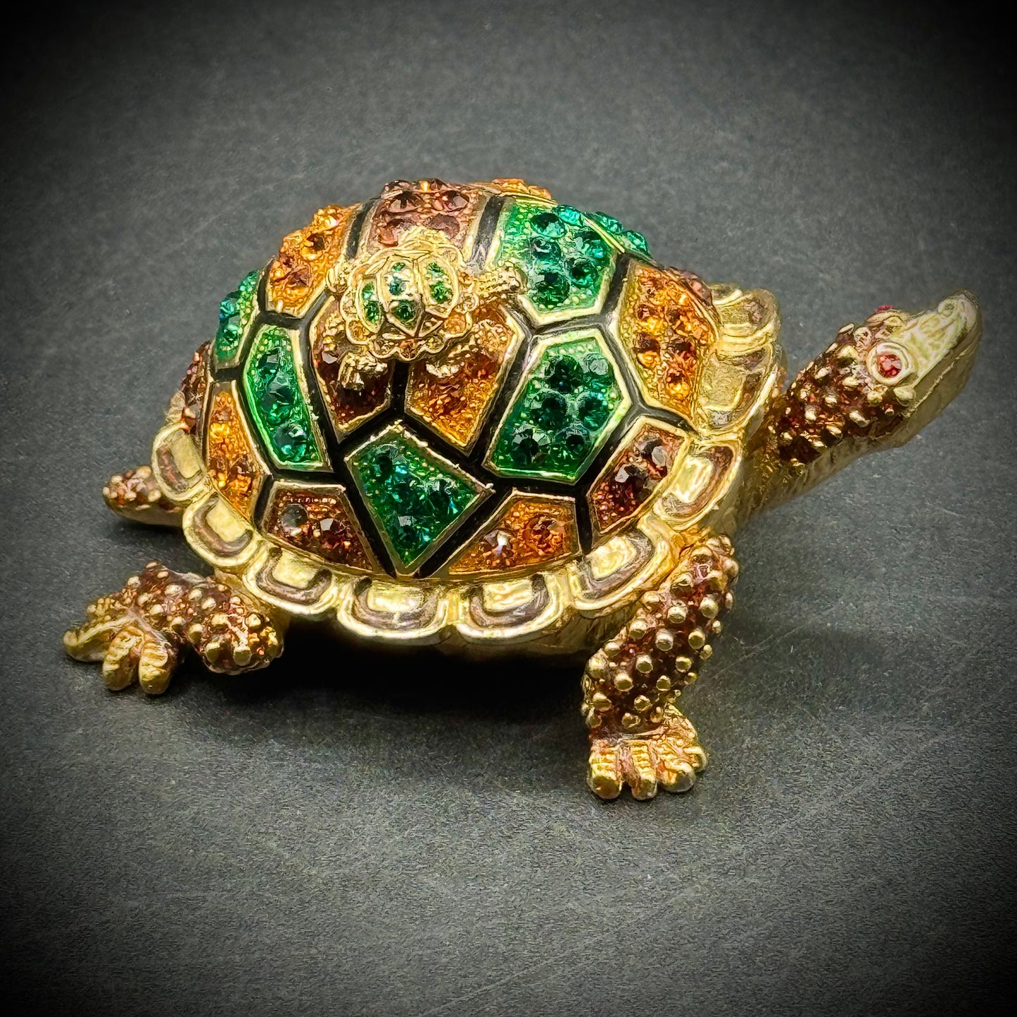 Rhinstone Turtle and Baby Trinket Box