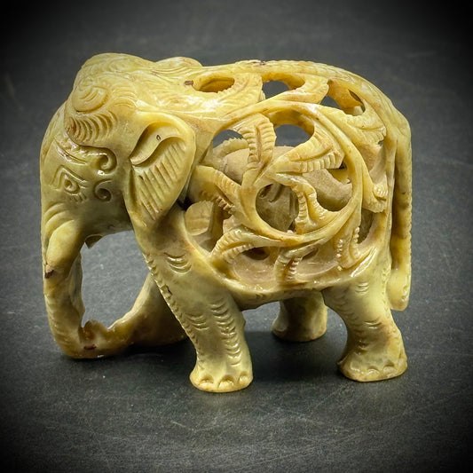 Carved Soapstone Elephant with Baby Elephant Inside