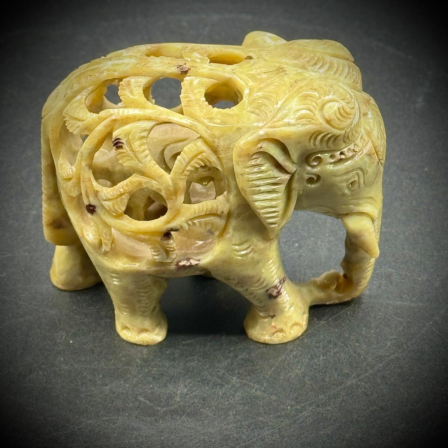Carved Soapstone Elephant with Baby Elephant Inside