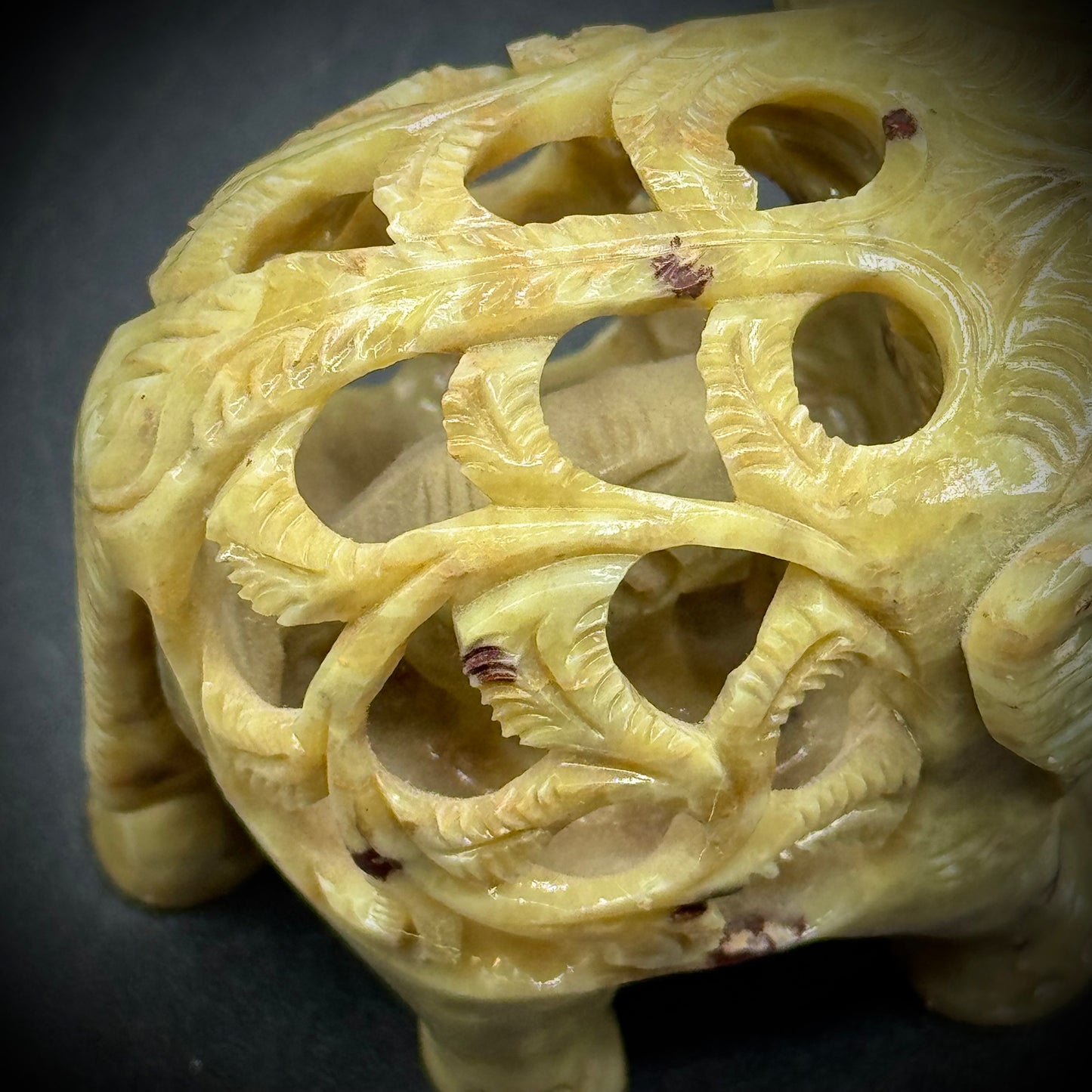 Carved Soapstone Elephant with Baby Elephant Inside