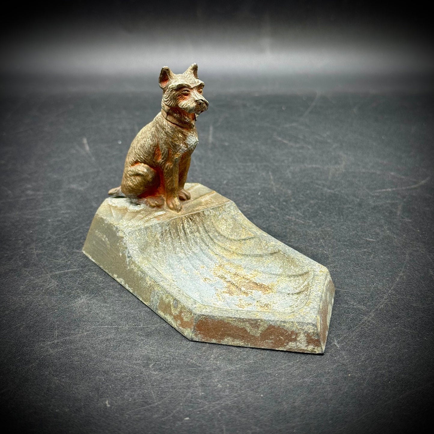 Antique Metal Dog Desk Accessory - Made in Austria