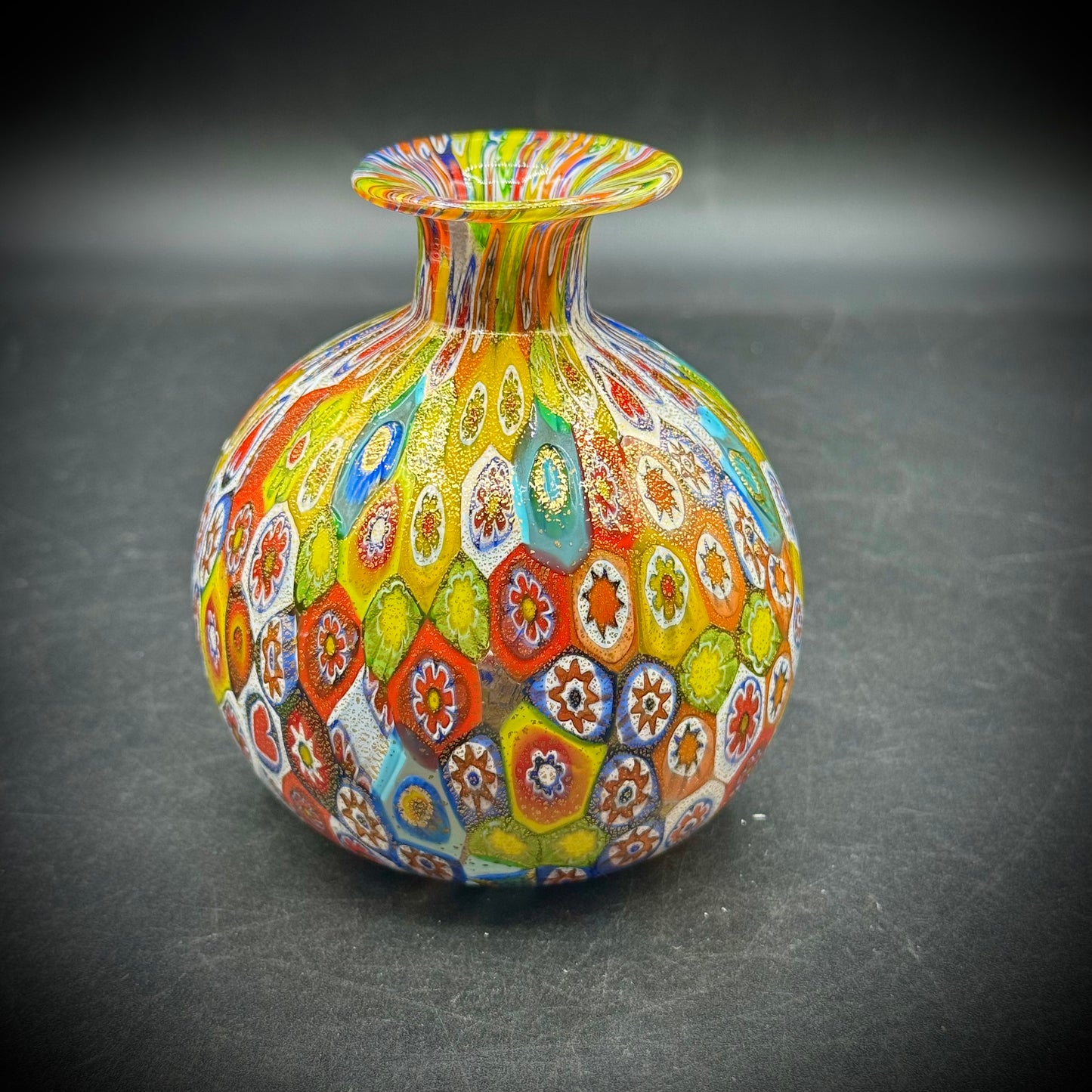 Vintage Bucella Cristalli Murano Millefiori Vase - Made in Italy