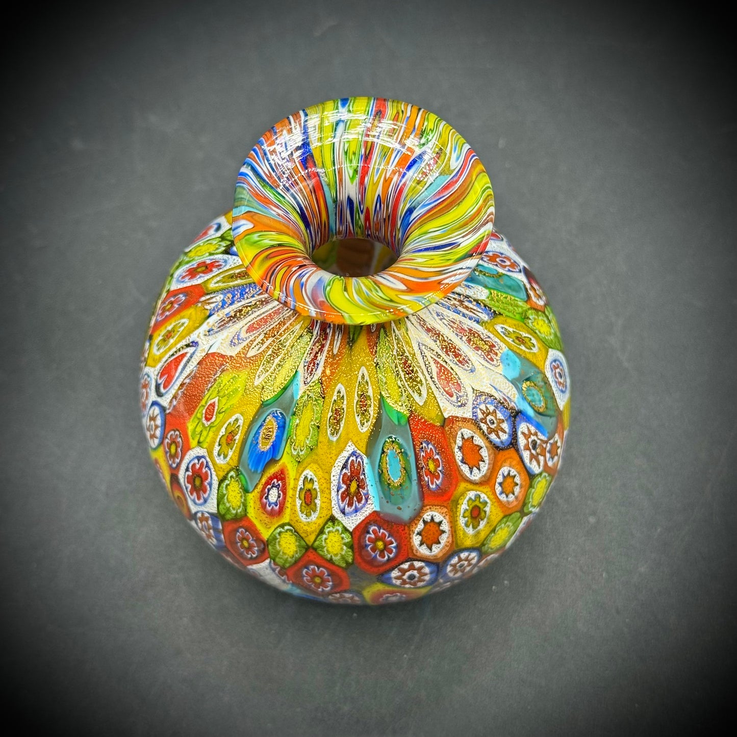 Vintage Bucella Cristalli Murano Millefiori Vase - Made in Italy