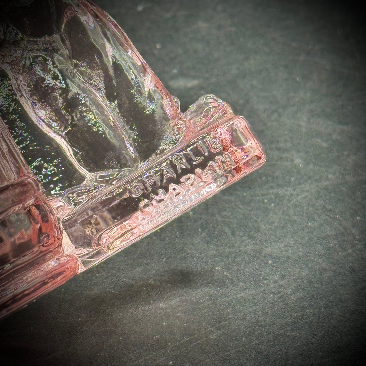 Vintage 1930s Pink Depression Glass Charlie Chaplin & Barrel Toothpick Holder
