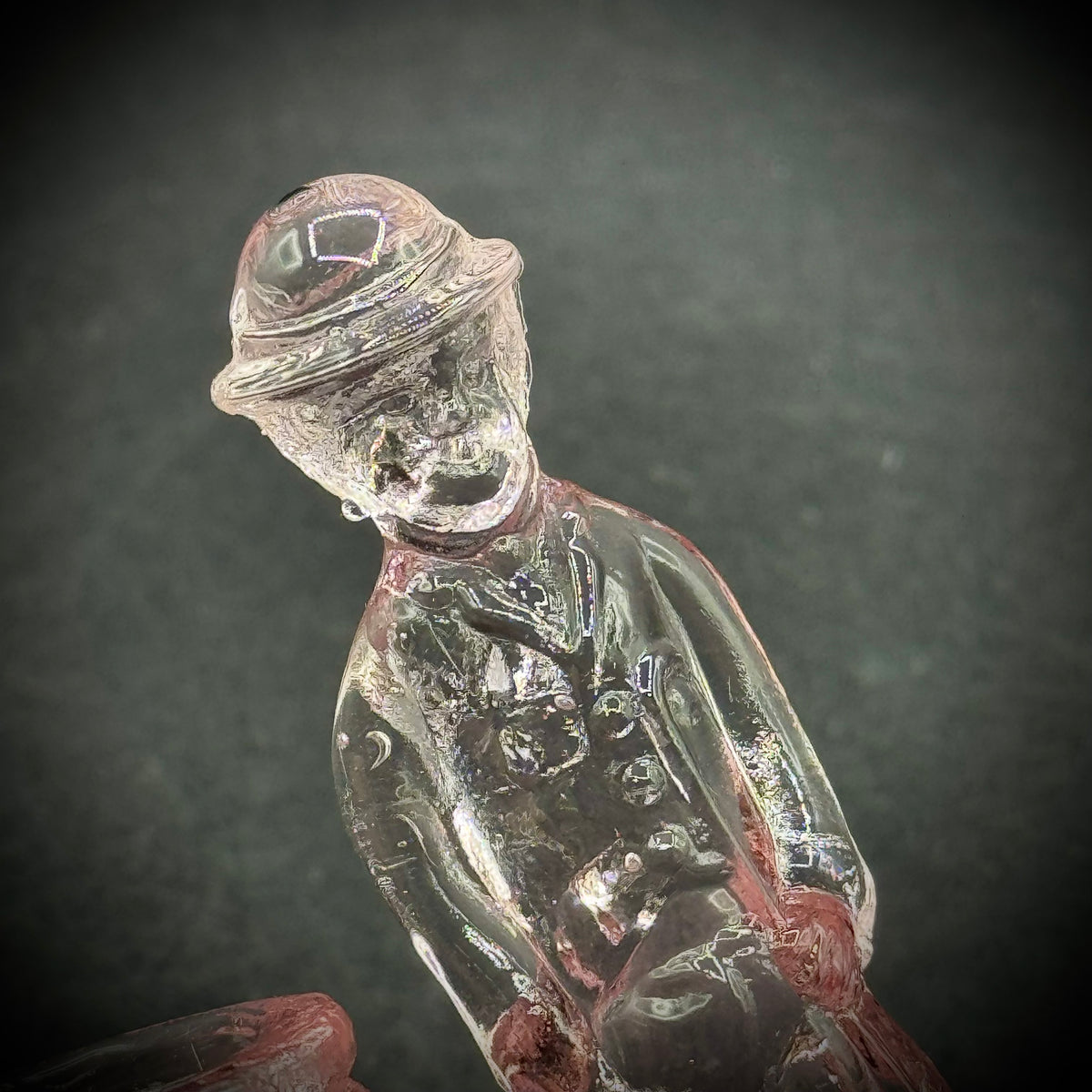 Vintage 1930s Pink Depression Glass Charlie Chaplin & Barrel Toothpick Holder