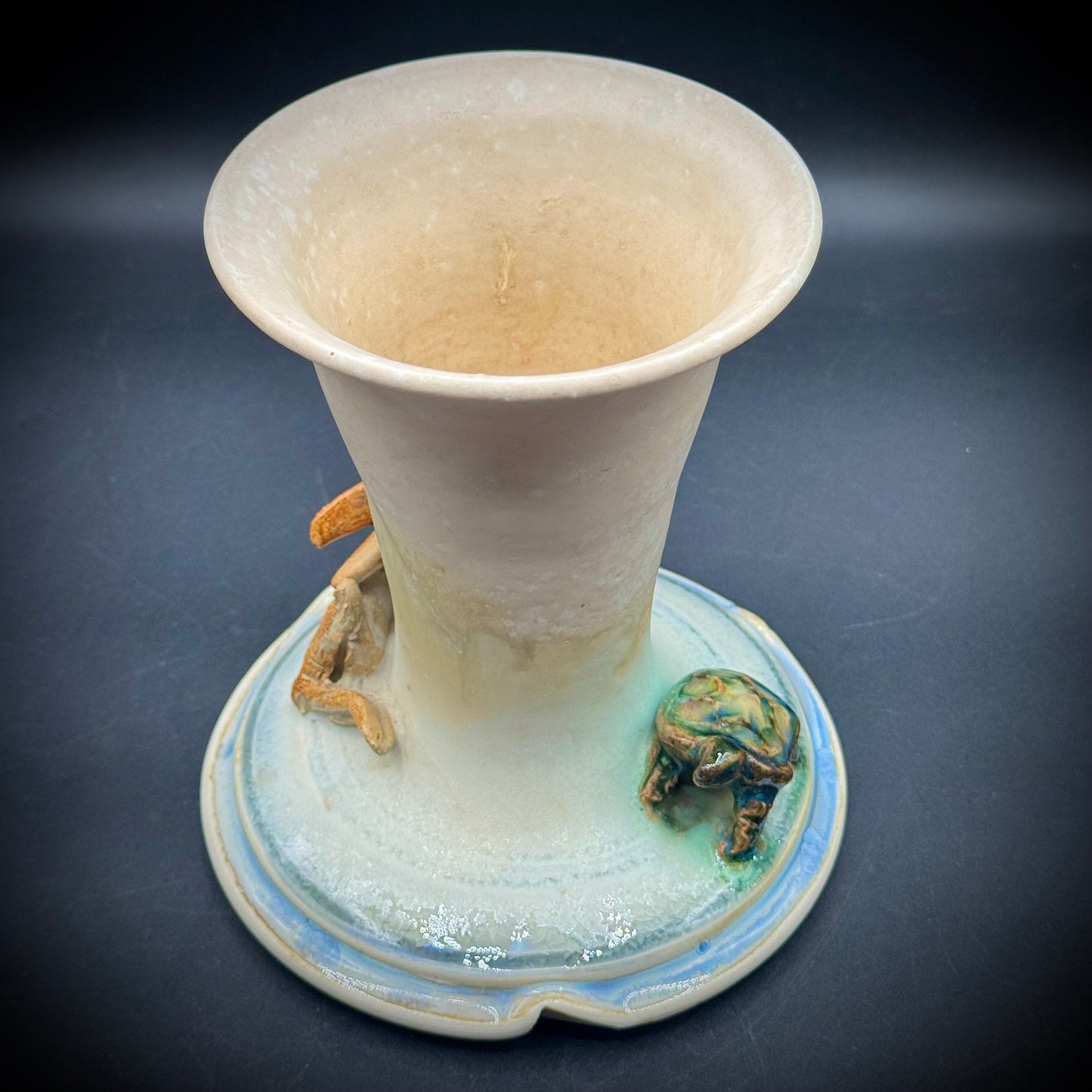 Whimsical Artist Signed Tortoise & The Hare Vase