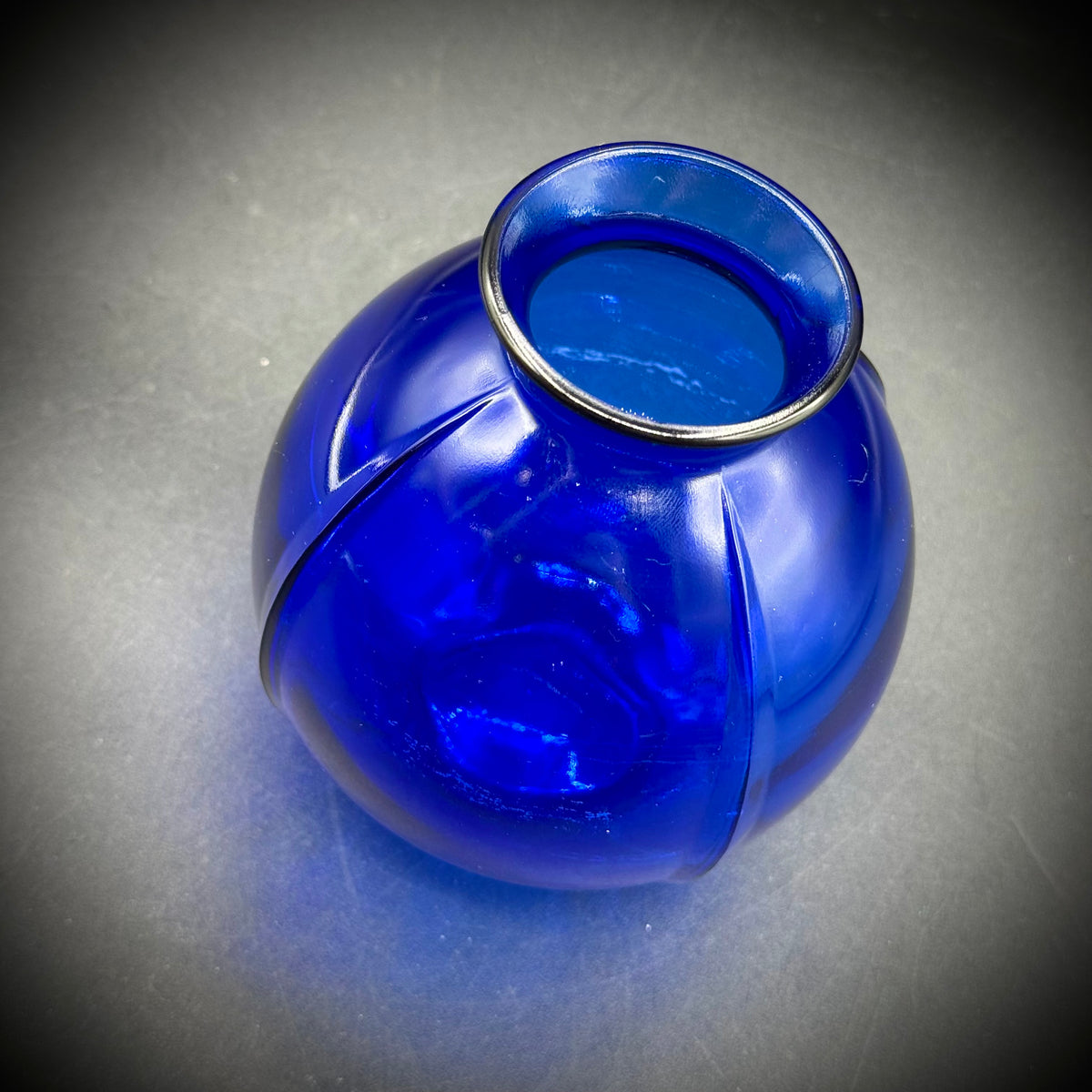 Cobalt Blue Vase with Art Deco Lines
