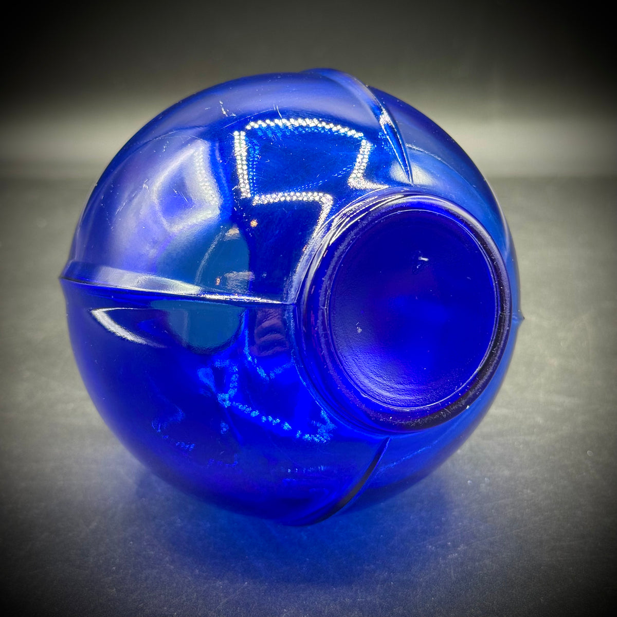 Cobalt Blue Vase with Art Deco Lines