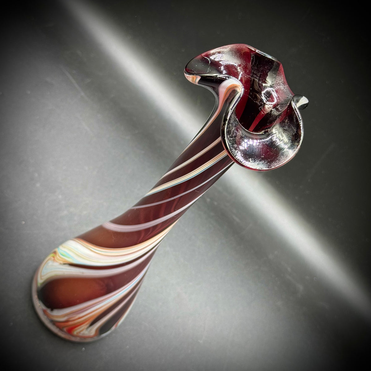 Cased Glass Swirl Swung Vase with Incredible Colors