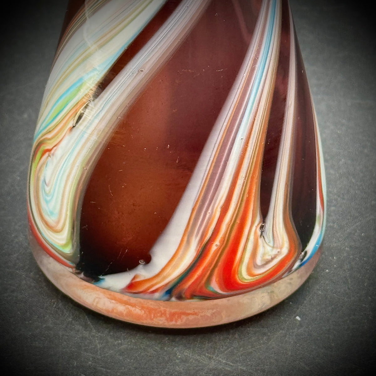Cased Glass Swirl Swung Vase with Incredible Colors