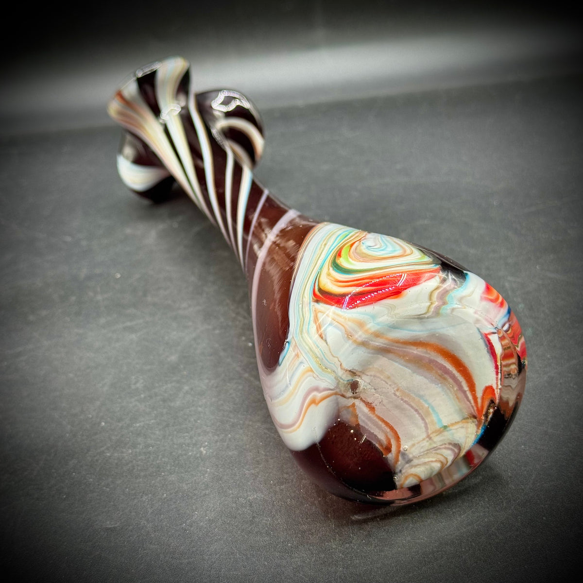 Cased Glass Swirl Swung Vase with Incredible Colors