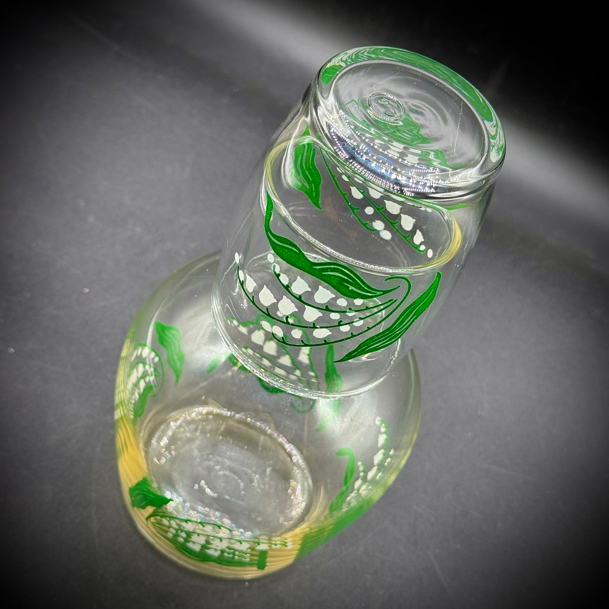 Vintage Lily of The Valley Glass Tumble Up