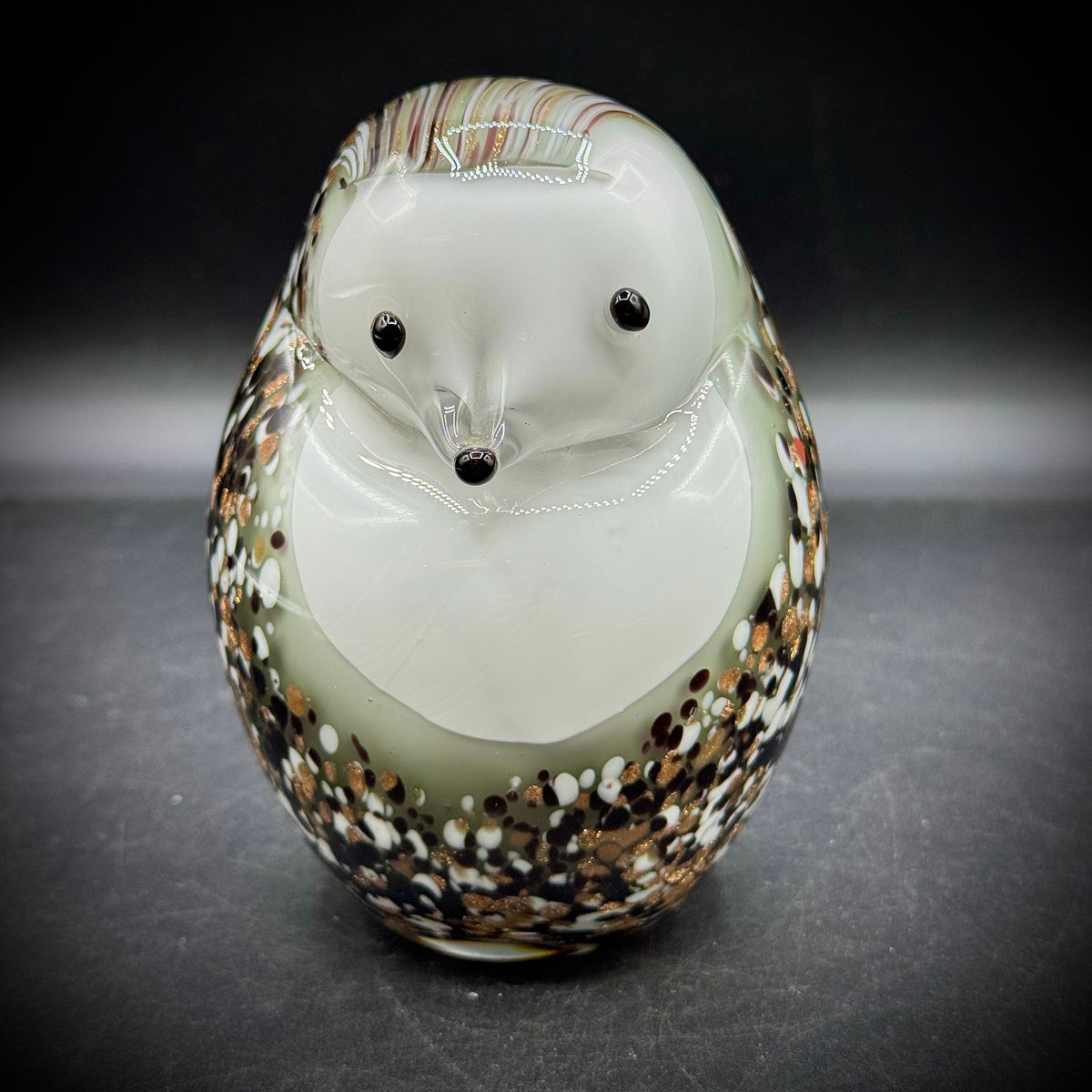Blown Art Glass Hedgehog with Gold Fleck