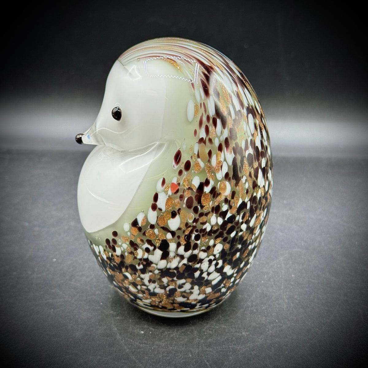 Blown Art Glass Hedgehog with Gold Fleck