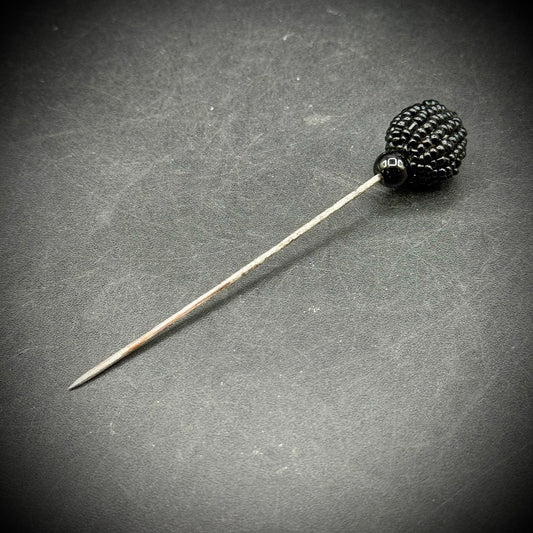 Antique Black Beaded Hat Pin