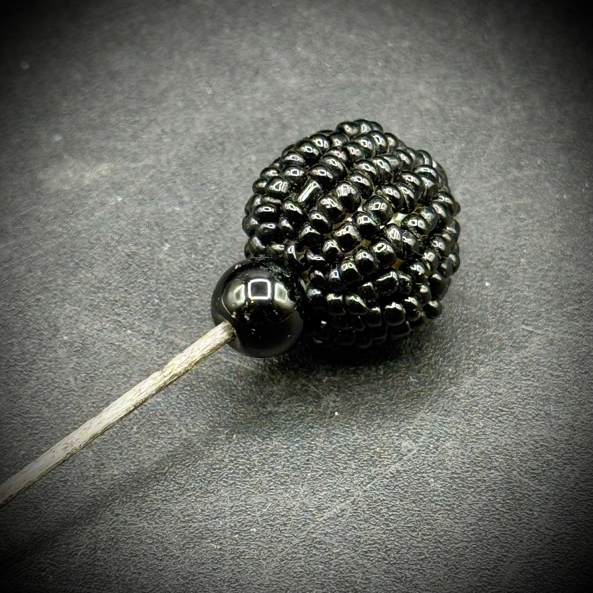 Antique Black Beaded Hat Pin
