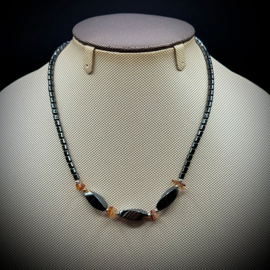 Beautiful Hematite and Quartz Necklace