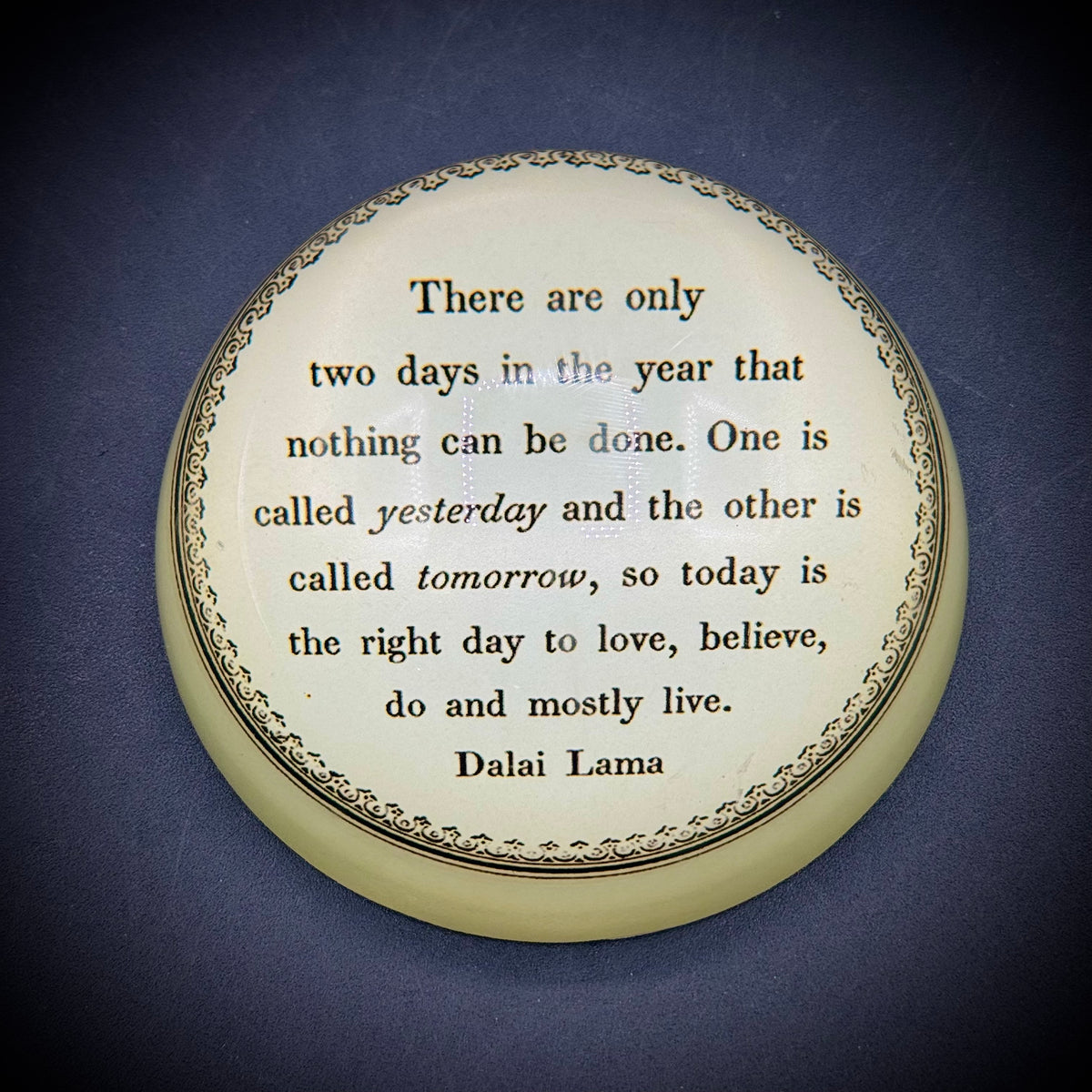 Vintage Dalai Lama Convex Paperweight