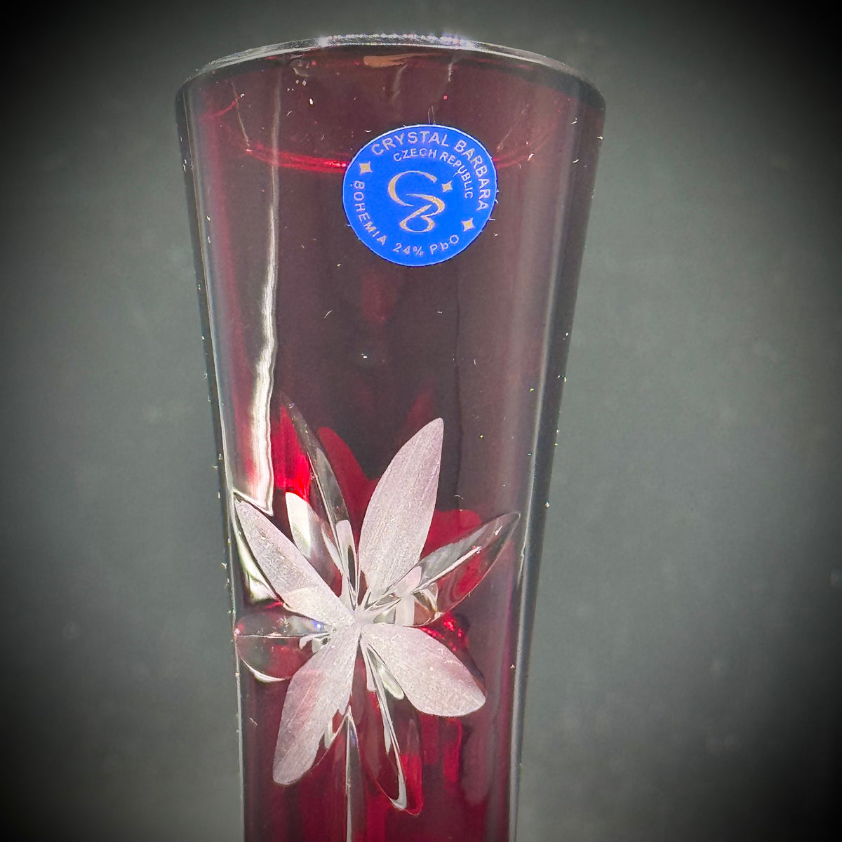 Vintage Crystal Barbara Czech Cut to Clear Vase