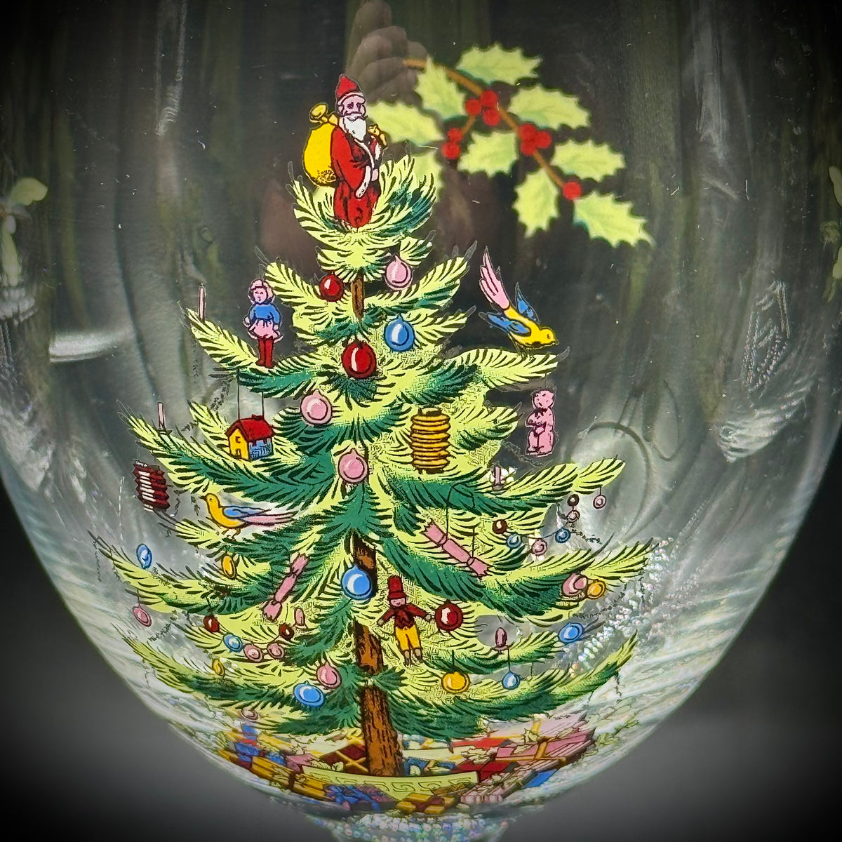 Set of 4 Spode Christmas Tree Wine Glasses