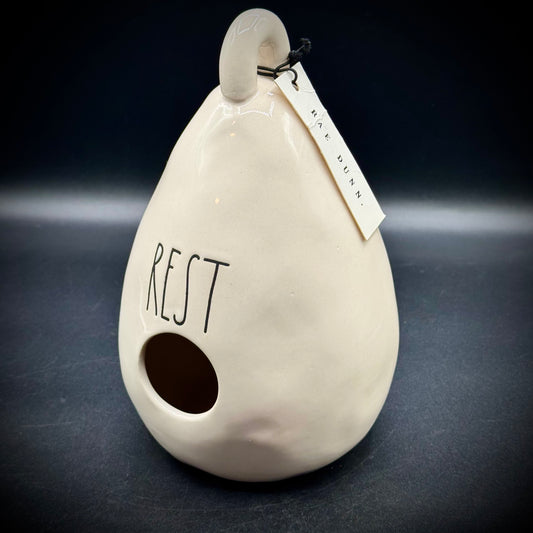 New with Tag Rae Dunn Artisan Collection by Magenta "Rest" Birdhouse w/Butterflies