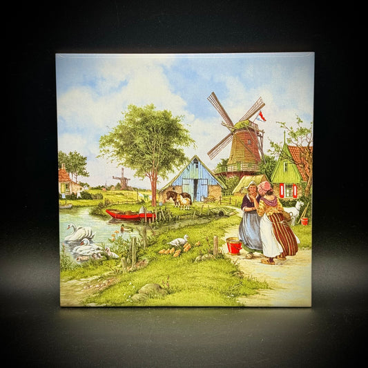 Vintage Made in Holland Tile/Trivet by Ter Steege BV "Milkmaids and Swans"