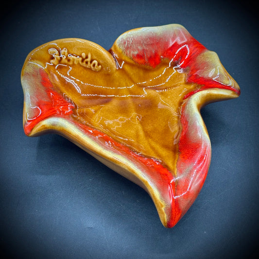 Vintage MCM Sterling Ceramic of Miami, Florida Leaf Dish