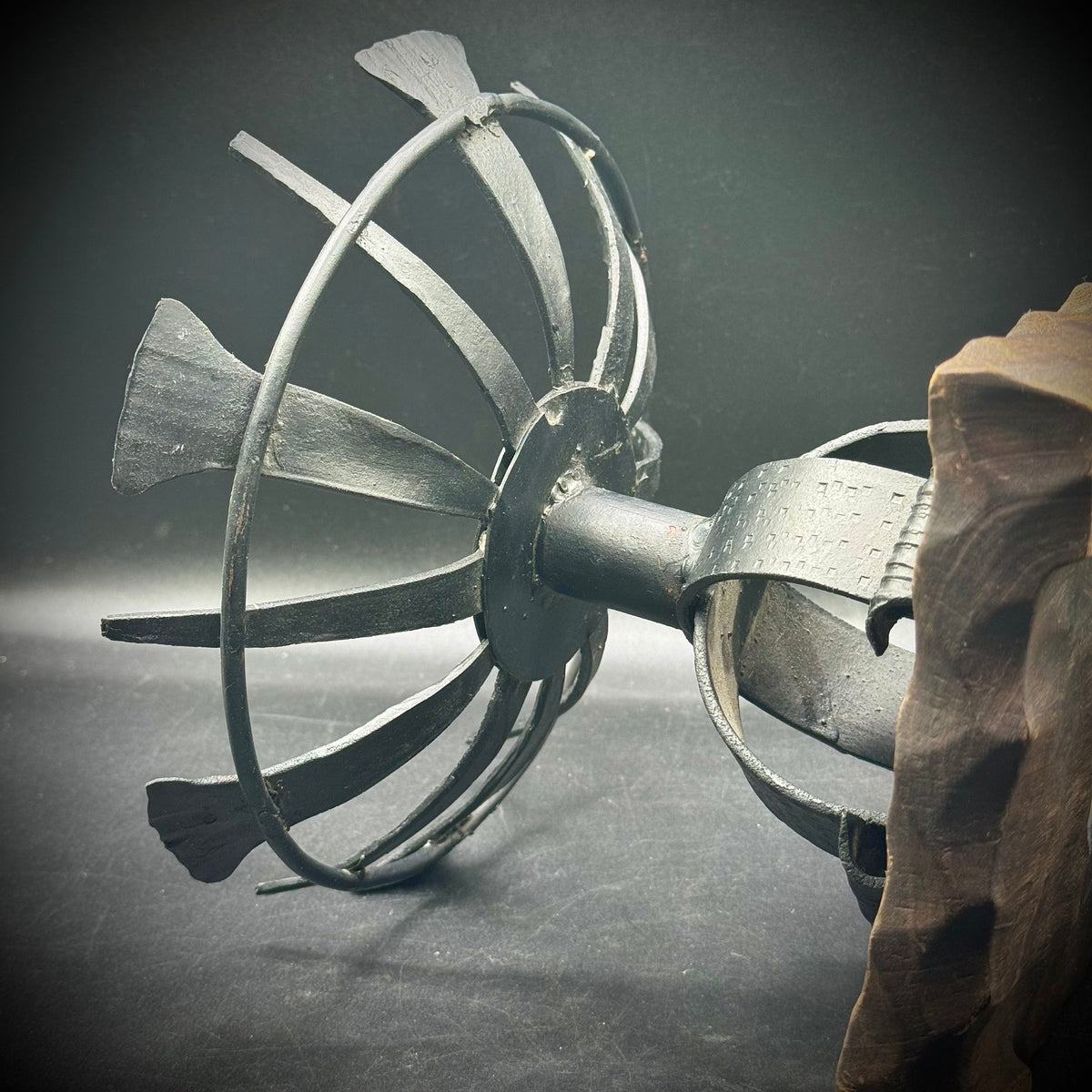 Vintage Spanish Brutalist Metal & Wood Bowl