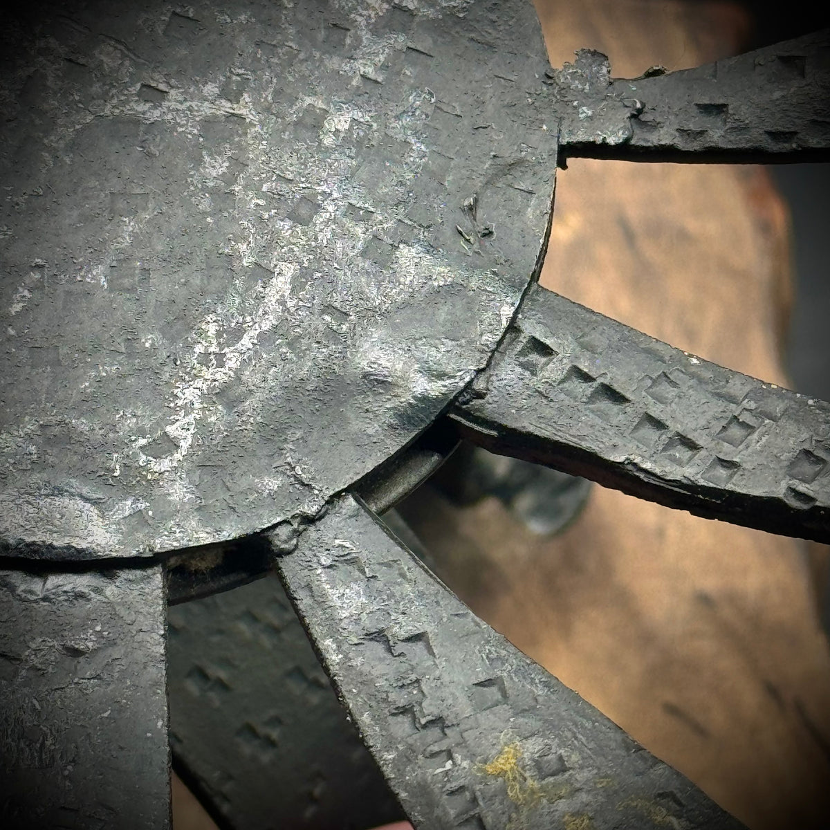 Vintage Spanish Brutalist Metal & Wood Bowl