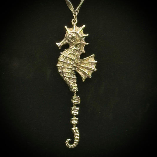Vintage 1970s Tortoloni Articulating Seahorse Necklace with Original Chain