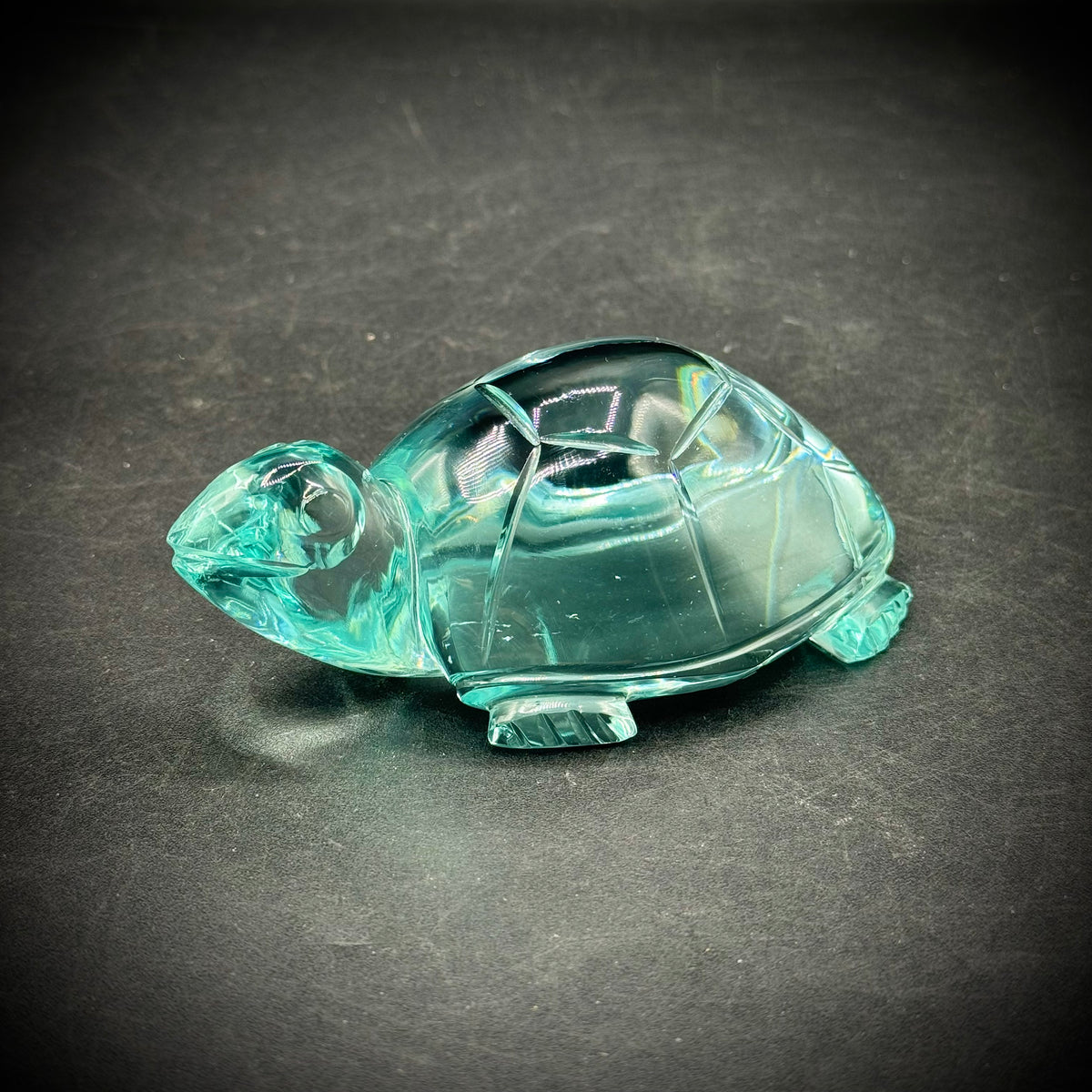 Aqua Quartz Carved Turtle Figurine