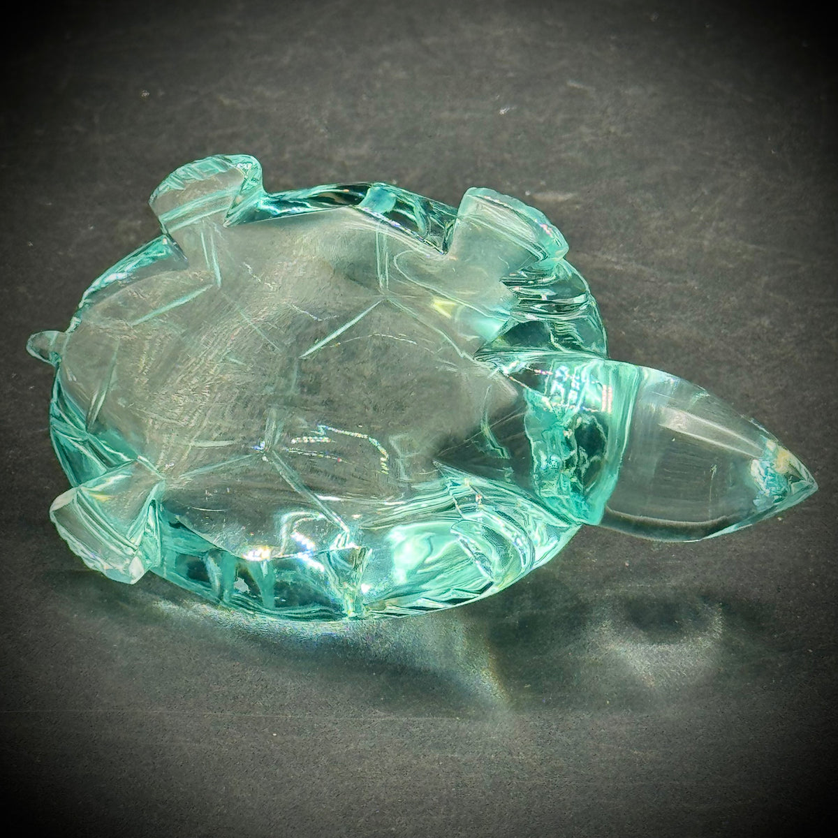 Aqua Quartz Carved Turtle Figurine