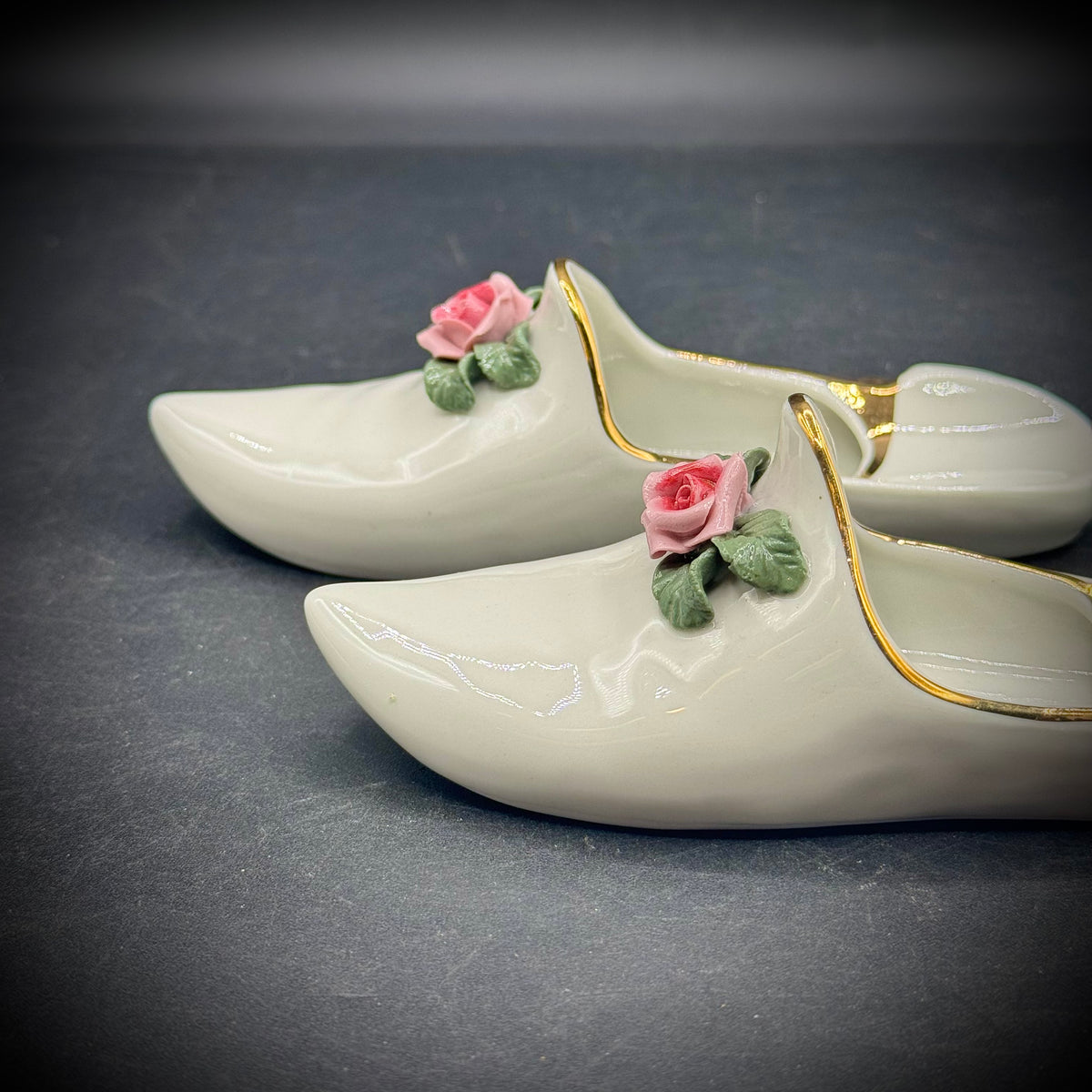 Pair of Vintage Dresden Germany Porcelain Shoes