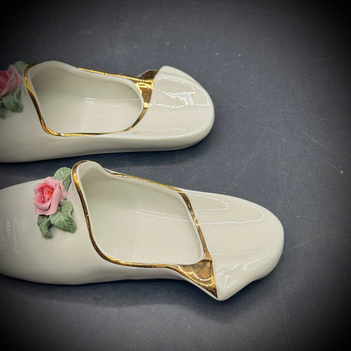 Pair of Vintage Dresden Germany Porcelain Shoes