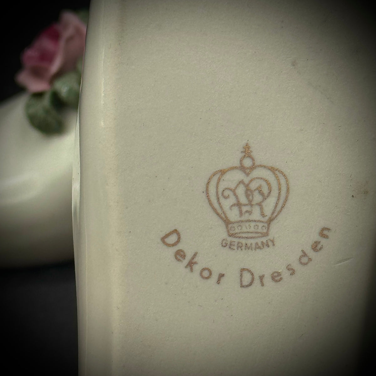 Pair of Vintage Dresden Germany Porcelain Shoes