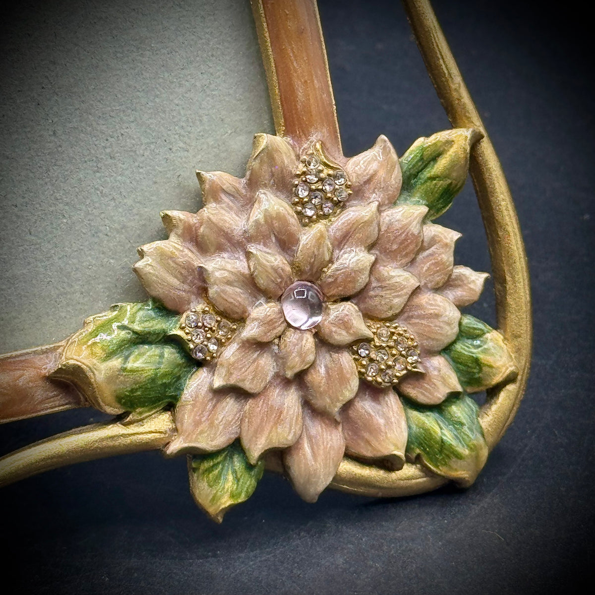 Heavy Crystal & Enamel Flower Motif Frame