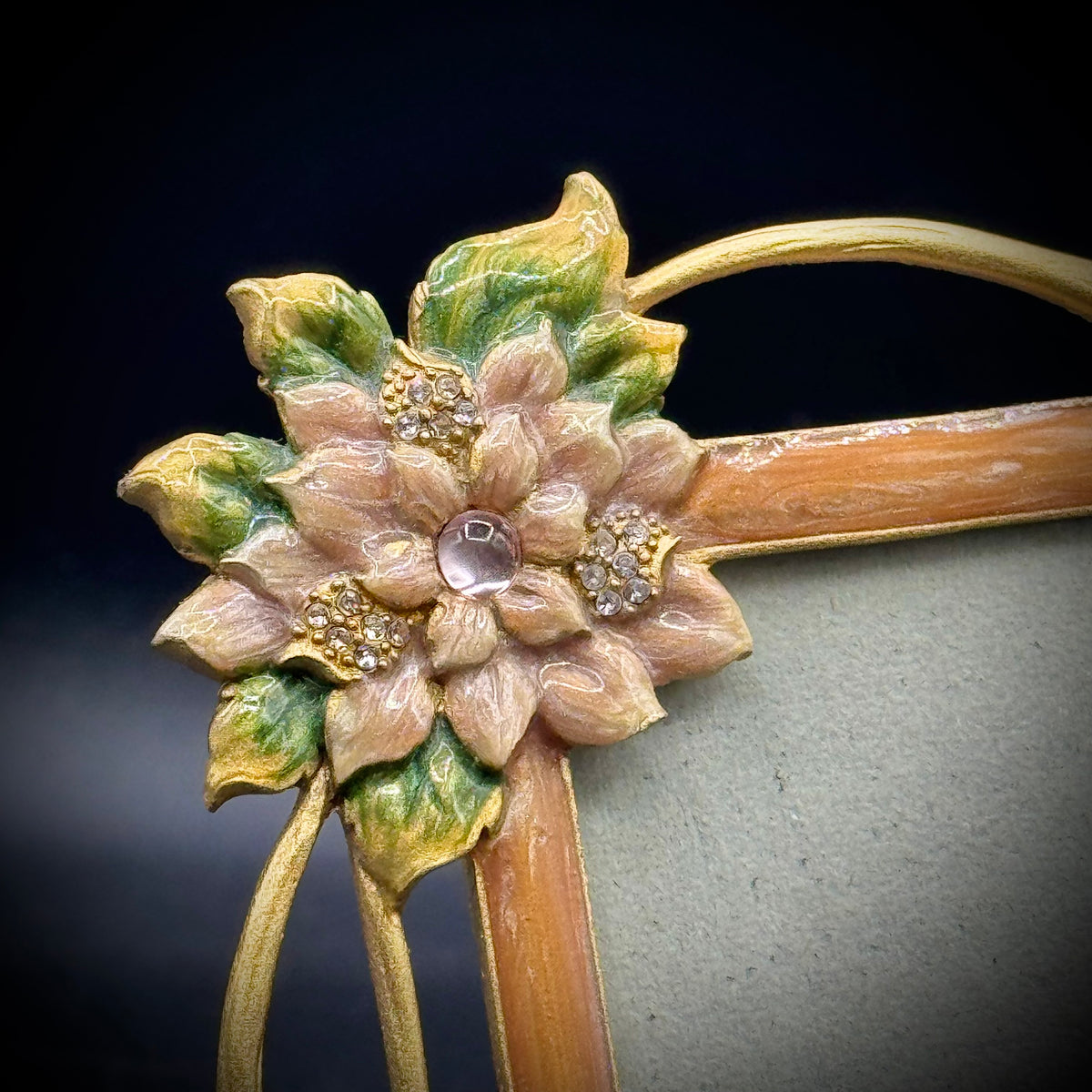 Heavy Crystal & Enamel Flower Motif Frame