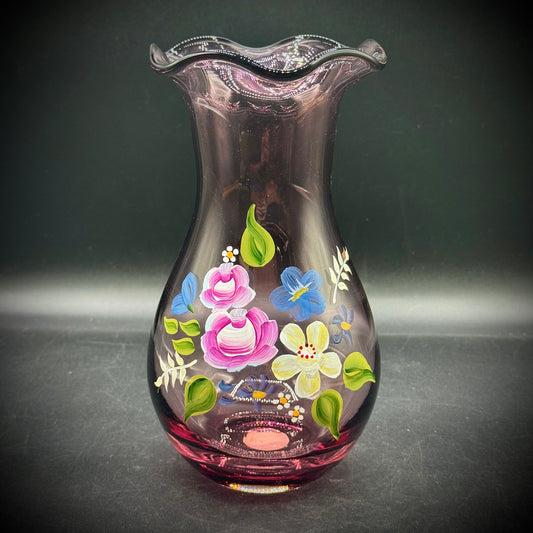 Fenton For Telaflora Flower Motif Glass Vase